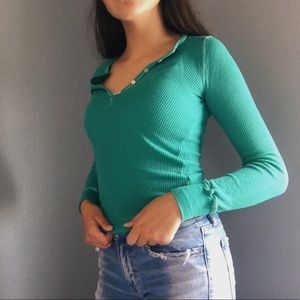Splendid Teal Long Sleeves Shirt